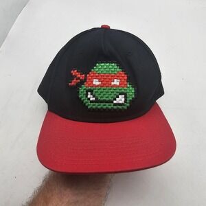 Nickelodeon TMNT Raphael Hat Cap Snap Back Mens One Size Black Red Embroidered